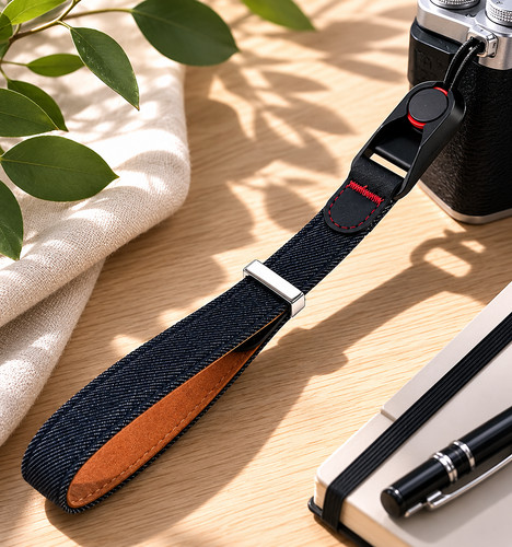 Denim camera wrist - camera, strap